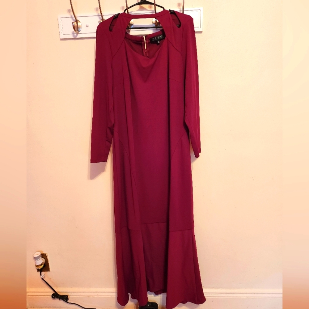 Eloquii Cutout Neckline Gown Wine Size 20 with tags - Picture 4 of 8